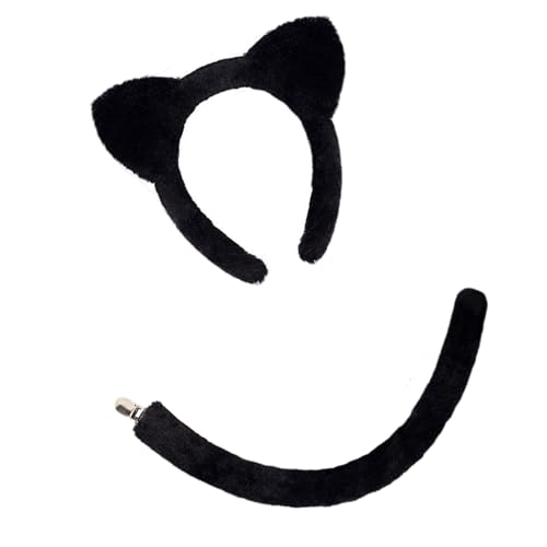 Xuanxi Verstellbare Katzenohren, Kopfbedeckung, praktisches Heaband und Schwanz, Kostümzubehör für Cosplay und Feiertage, leichte Rollenspiel-Requisiten von Xuanxi