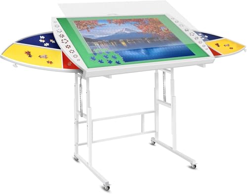 Xubialo Puzzletisch 1500 Teile,Puzzle Tisch mit Rollen und Abdeckung,Metall Puzzle Table mit 6 Schubladen,4-stufige Neigungsverstellung/10-stufige Höhenverstellung,Geeignet für Erwachsene PuzzleFans von Xubialo