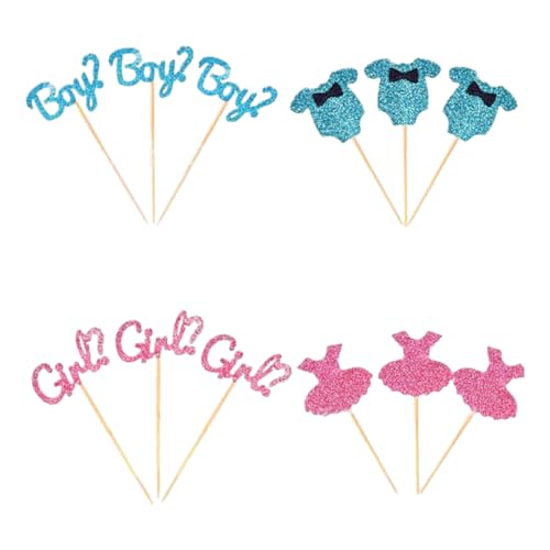 12 Stück Tortendeko Babyparty, Baby Cake Topper Gender Reveal Party Deko, Baby Shower Kuchendeko, Deko für Jungen Mädchen Shower Geburtstag (Blau Rosa) von Xuigort