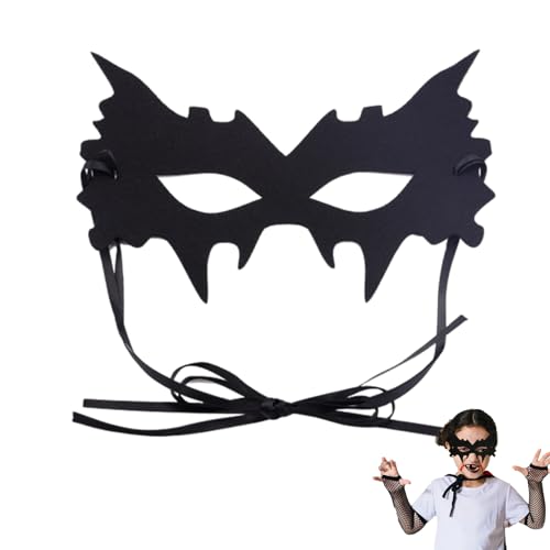 Xuigort Schwarze Fledermausmaske, halbes Gesicht, schwarzes Uni-Filztuch halbes Gesicht, Augenmaske, für Party Cosplay Kostüm Requisiten Halloween Maskerade Karneval von Xuigort