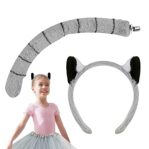 Xujuika Tierkopfschmuck | Lemuren Ohren und Schwanz,Kostümzubehör für und Mädchen Karneval Halloween Bühnenauftritt Cosplay Xujuika Tierkopfschmuck | Lemuren Ohren und Schwanz,Kostümzubehör für und Mädchen Karneval Halloween Bühnenauftritt Cosplay von Xujuika