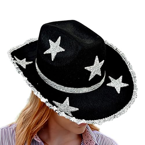 Xujuika Western-Cowgirl-Hut,Strass-Cowgirl-Hut,Strass Damen Cowgirl Hut - Leichter Western-Cowboyhut, farbenfroher Cowgirl-Hut für Festivals Xujuika Western-Cowgirl-Hut,Strass-Cowgirl-Hut,Strass Damen Cowgirl Hut - Leichter Western-Cowboyhut, farbenfroher Cowgirl-Hut für Festivals von Xujuika