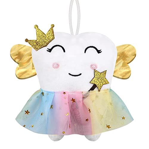 Xunboo Niedliches Zahnfee-Kissen mit Flügeln und buntem Rock, Zahnfee-Puppe mit Tasche auf der Rückseite, Zahnfee, Andenken, Geschenk für Mädchen und Jungen Xunboo Niedliches Zahnfee-Kissen mit Flügeln und buntem Rock, Zahnfee-Puppe mit Tasche auf der Rückseite, Zahnfee, Andenken, Geschenk für Mädchen und Jungen von Xunboo