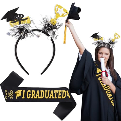 Xunerloy 2025 Graduate Satin Schärpe Graduation Stirnband Grad Dekoration Set Schwarz Bachelor Stirnband 2025 College Graduation Party Zeremonielle Foto Requisiten für Frauen Mädchen Xunerloy 2025 Graduate Satin Schärpe Graduation Stirnband Grad Dekoration Set Schwarz Bachelor Stirnband 2025 College Graduation Party Zeremonielle Foto Requisiten für Frauen Mädchen von Xunerloy