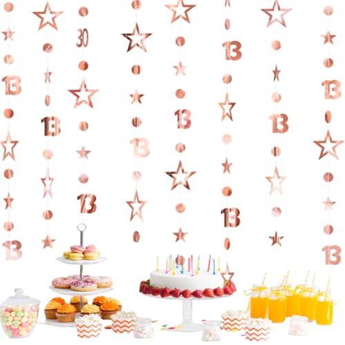 3 m lange Dekoration zum 13. Geburtstag, Banner zum 13. Geburtstag, Banner für 1/3. Geburtstag, goldene hängende Wirbel, Luftschlangen, goldfarbene Party-Dekoration, B von Xunzhi