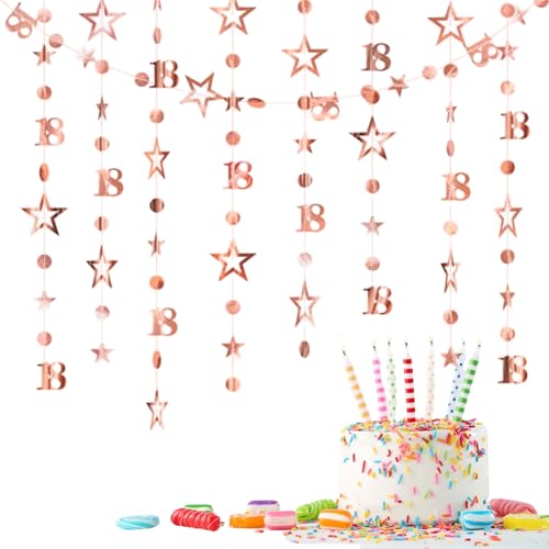 3 m lange Dekoration zum 18. Geburtstag, Banner zum 18. Geburtstag, Banner zum 1/8. Geburtstag, goldene hängende Wirbel, Luftschlangen, goldfarbene Geburts-Part/y-Dekoration, C von Xunzhi