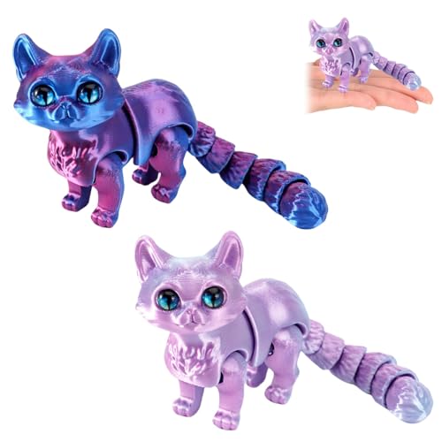 3D-gedruckte, flexible bewegliche Katzenfigur, 3D-gedruckte Tiere, Katzen, 3D-Spielzeug für Erwachsene, Stressabbau-Spielzeug, Gelenktierspielzeug, Tierspielzeug für Katzenliebhaber, Desktop-Haustier von Xunzhi