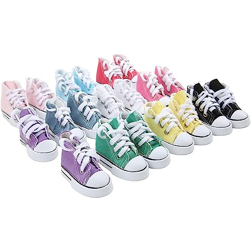 10 Paare Segeltuch Puppenschuhe,Puppen Leinenschuhe,Mini Finger Schuhe,Finger Skateboard Canvas Schuhe,rutschfeste Gummiunterseite Puppe Tennisschuhe Puppenzubehör Für 1/6 Kugelgelenkpuppe von Xusxes