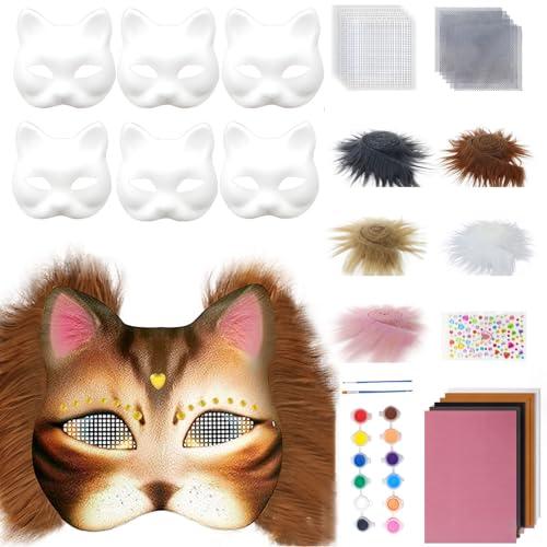 6 Stück Katzenmaske , Therian Katzen Maske, Masken DIY, Weiße Papier Masken, Masken Basteln, Masken Zum Bemalen Kinder, Therian Mask für Persönlichkeit, Karneval, kreatives Design, Maskerade, Cosplay 6 Stück Katzenmaske , Therian Katzen Maske, Masken DIY, Weiße Papier Masken, Masken Basteln, Masken Zum Bemalen Kinder, Therian Mask für Persönlichkeit, Karneval, kreatives Design, Maskerade, Cosplay von Xusxes