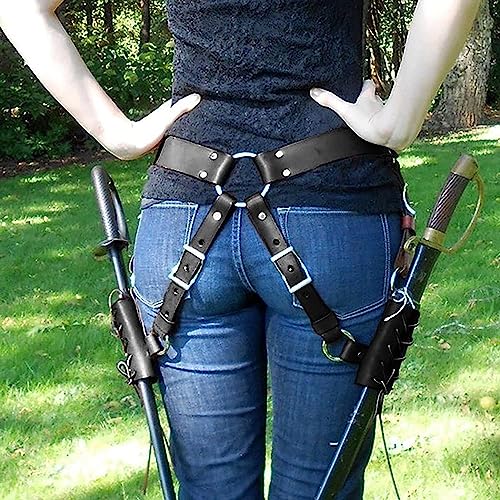 Schwertscheide, Doppelscheide, Schwertgürtel, verstellbar, mittelalterlicher Samurai-Katana-Halter, für Cosplay-Zubehör von Xuyuehengqdd
