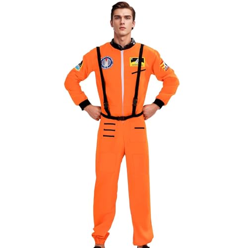 Xvbhaq Astronaut Kostüm Männer, Astronaut Astronaut Orange Kostüm, Weltraum Kostüm Herren, Astronaut Overall Anzug Gürtel, Weltraum Astronaut Anzug Erwachsene Karneval Karneval Mottoparty(Größe M) von Xvbhaq