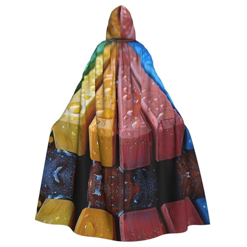 Xvfloreg Bunte Holzstreifen, für Damen und Herren, mit Kapuze, Halloween, Weihnachten, Umhang Xvfloreg Bunte Holzstreifen, für Damen und Herren, mit Kapuze, Halloween, Weihnachten, Umhang von XVFLOREG