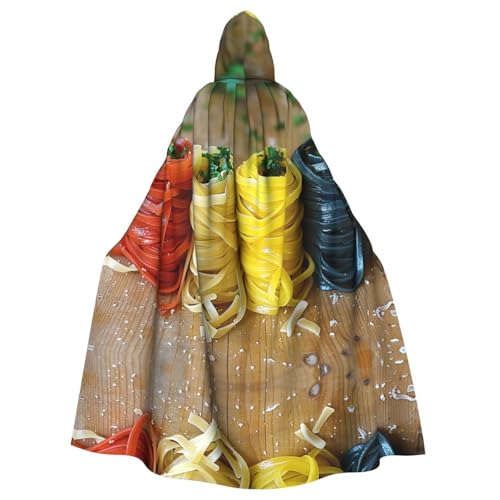 Xvfloreg Umhang mit Kapuze für Damen und Herren, Regenbogennudel-Design, für Halloween und Weihnachten von Xvfloreg