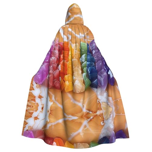 Xvfloreg Umhang mit farbigen Edelsteinen, für Damen und Herren, mit Kapuze, Halloween, Weihnachten, Partyumhang von XVFLOREG
