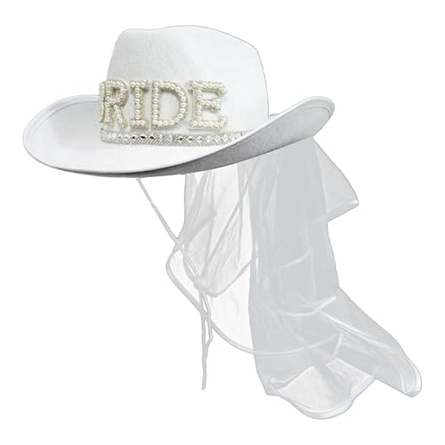 Xvilmaun Cowgirl Hut Für Hochzeiten,Weißer Cowgirlhut Für Hochzeitsparty | Damen Outfit Zubehör Für Festivals Party Kostüm von Xvilmaun