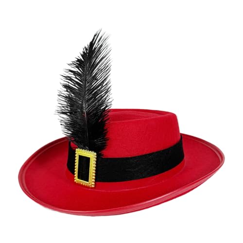 Xvilmaun Musketierhut Kinder Rot - Hut mit Feder Kinder - Verkleidung Zubehör für Kinder - Für Banditen und Musketiere Partys - Karneval und Halloween - Perfekt für Feiern und Events Xvilmaun Musketierhut Kinder Rot - Hut mit Feder Kinder - Verkleidung Zubehör für Kinder - Für Banditen und Musketiere Partys - Karneval und Halloween - Perfekt für Feiern und Events von Xvilmaun