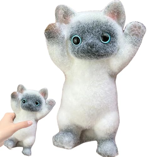 Cat Fidget Toy 8 x 4 Zoll niedliche Katzen -sensorische Spielzeuge realistischer 3D Stress Relief Toy Soft Kawaii Kitties Zappel Squeeze Kreative Geschenke für Kinder und Erwachsene, Style 4 von Xweptuy