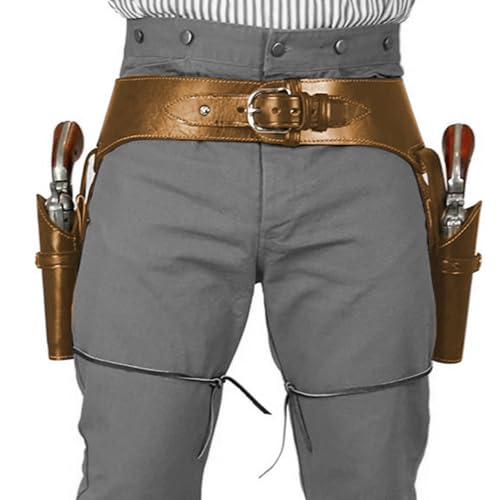 Cowboy -Waffengürtel PU Western Gürtel mit Doppelpistolenrevolverhalter, One -Size -Westgurte für Männer, Steampunk -Kostüm für Halloween -Cosplay -Party (Dark Brown) von Xweptuy
