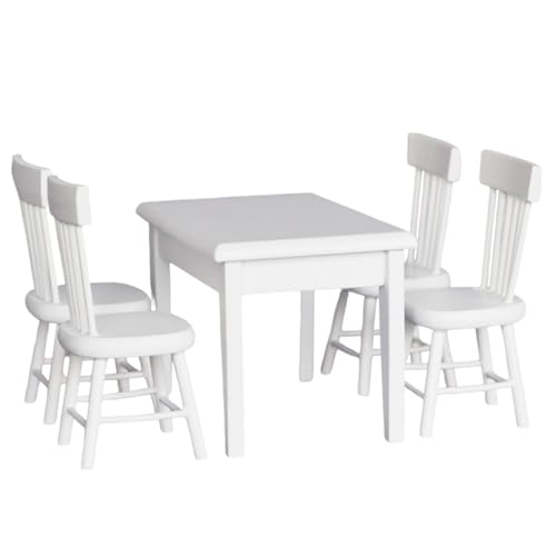 Xweptuy Dollhouse Tisch und Puppenhaus Stuhl Set 1:12 Skala Dollhouse Möbel DIY-freundlich realistische Dichte Board Dollhouse Miniaturen für Küche, Esszimmer von Xweptuy