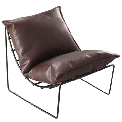 Xweptuy 1 6 Skala Puppenmöbel, Vintage Leder -Puppenhaus -Couch mit Rückenlehne, fauler Sofa Dollhouse Stuhl für Doll House Möbelzubehör, Brown von Xweptuy