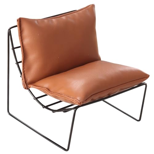Xweptuy 1 6 Skala Puppenmöbel, Vintage Leder -Puppenhaus -Couch mit Rückenlehne, fauler Sofa Dollhouse Stuhl für Puppenhausmöbelzubehör, Hellbraun von Xweptuy