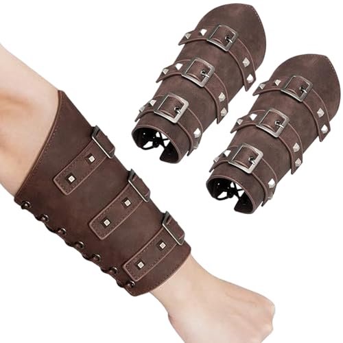 Xweptuy 1 Paar Arm Guards, Faux PU Leder -Bracer One Size Schnalle Rüstung Verstellbare mittelalterliche Rüstung, Vintage Viking - für Rollenspiele Cosplay Xweptuy 1 Paar Arm Guards, Faux PU Leder -Bracer One Size Schnalle Rüstung Verstellbare mittelalterliche Rüstung, Vintage Viking - für Rollenspiele Cosplay von Xweptuy
