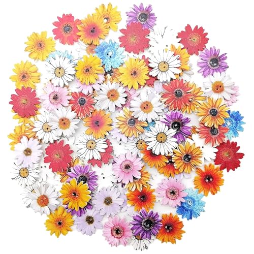 Xweptuy 100 pcs Blumenknöpfe 1, 4 Zoll 2 Loch Sonnenblumenholzknöpfe für Handwerk, Kleidung, Ersatz von Xweptuy