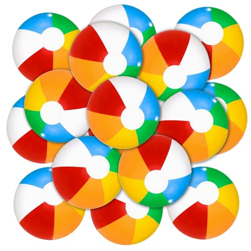 Xweptuy 16 PCs Strandbälle 8 aufgeblasene Strandkugeln Bulk Regenbogen-Farbpool Spielzeug Spaß Spielen von Xweptuy