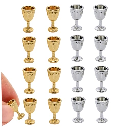 Xweptuy 16pcs Mini Champagnerflaschen Silber & Golden Legierung kleine Champagnerflaschen Puppenhaus Miniaturen für Home Dollhouse Dekor von Xweptuy