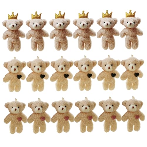 Xweptuy 18 Stcs Mini Stoffed Plüschbären, 4, 7 Zoll Mini Bärenspielzeug winziges Bären Puppe Bulk weiche kleine Bären -Ornament Plüschgefüllte Tiere für Schlüsselbund DIY Craft Party Gunst von Xweptuy