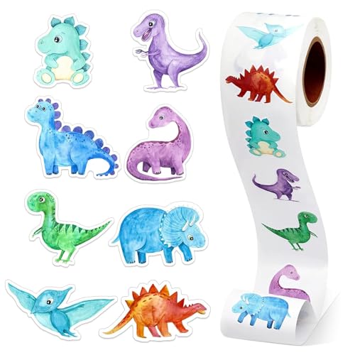 Xweptuy 500pcs/Roll Dinosaurieraufkleber, Selbstklebende Dinosaurier-Aufkleber für Kinder, wasserdichtes, wiederverwendbares Tier fü Xweptuy 500pcs/Roll Dinosaurieraufkleber, Selbstklebende Dinosaurier-Aufkleber für Kinder, wasserdichtes, wiederverwendbares Tier fü von Xweptuy