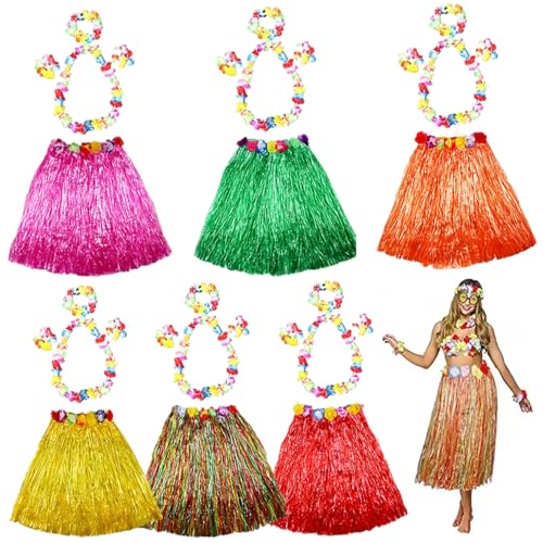 Xweptuy 6 Set Grasrock mit Blumenketten -Stirnbandarmbändern, Plastikhula -Rock mit elastischer Taille und Einstellbarer Verschluss, tropisches Kostüm für Party Geburtstagsfeier Xweptuy 6 Set Grasrock mit Blumenketten -Stirnbandarmbändern, Plastikhula -Rock mit elastischer Taille und Einstellbarer Verschluss, tropisches Kostüm für Party Geburtstagsfeier von Xweptuy