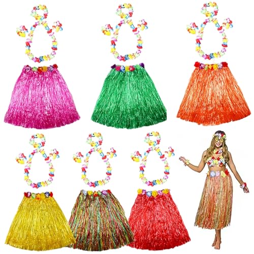 Xweptuy 6 Set Grasrock mit Blumenketten -Stirnbandarmbändern, Plastikhula -Rock mit elastischer Taille und Einstellbarer Verschluss, tropisches Kostüm für Party Geburtstagsfeier Xweptuy 6 Set Grasrock mit Blumenketten -Stirnbandarmbändern, Plastikhula -Rock mit elastischer Taille und Einstellbarer Verschluss, tropisches Kostüm für Party Geburtstagsfeier von Xweptuy