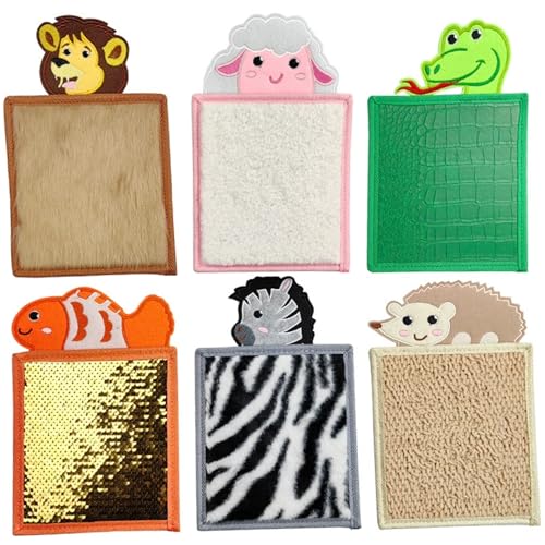 Xweptuy 6PCS Sensorische Matten 6x9 Zoll Tier thematische sensorische Fliesen Bildungs- und Entwicklungspolyester -Zappelspielzeug für Kinder zu Hause, in der Vorschule & More von Xweptuy