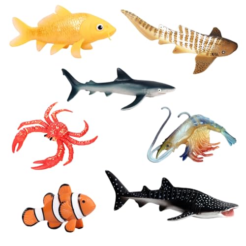 Xweptuy 7pcs Sea Animal Toys, Realistic Ocean Animal Figuren für Wissenschaftsprojekt & Kuchen -Topper, frühe Bildungsgefahr -Kreaturen Spielzeug für Kinder Kleinkinder von Xweptuy