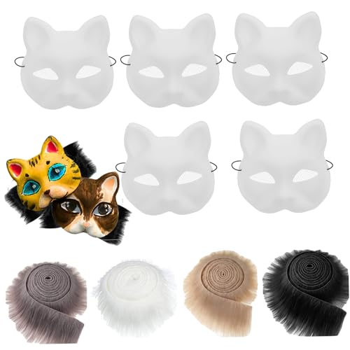 Xweptuy 9pcs Katzenmaske und Faux Fuzzy Fabric Kit PVC Eye Meshes Leere Katzenmasken zum Malen, Tiermaske Kunsthandwerkskit, Kostümm Xweptuy 9pcs Katzenmaske und Faux Fuzzy Fabric Kit PVC Eye Meshes Leere Katzenmasken zum Malen, Tiermaske Kunsthandwerkskit, Kostümm von Xweptuy