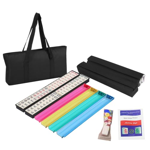 Xweptuy Amerikanischer Mahjong -Set mit 166 PCs erkennbarer weißer amerikanischer Mahjong -Fliesen mit weicher Tasche und Accessoires Party Entertainment mit 4 Racks mit Pushers von Xweptuy
