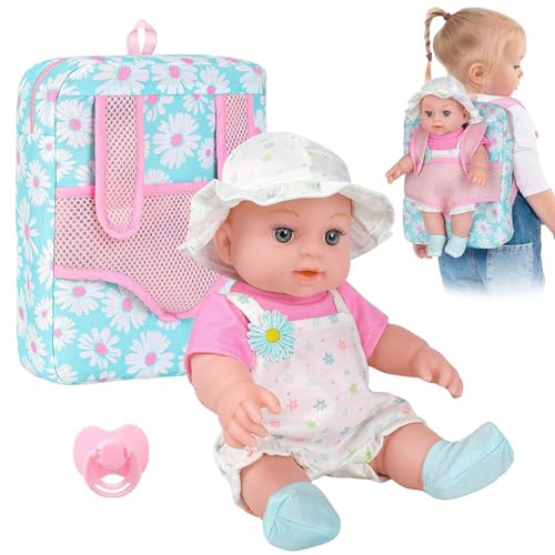 Xweptuy Babypuppen mit Blumenrucksackträgern, 12 Zoll realistische Babys Puppen mit tragbaren Kleidung und Nippelzubehör für Kinder Girls Geschenke Xweptuy Babypuppen mit Blumenrucksackträgern, 12 Zoll realistische Babys Puppen mit tragbaren Kleidung und Nippelzubehör für Kinder Girls Geschenke von Xweptuy