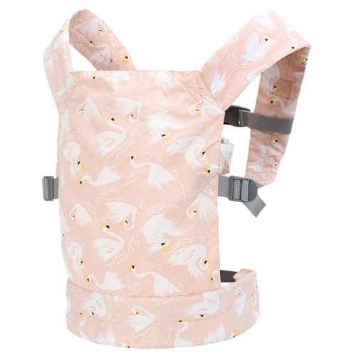 Xweptuy Babypuppenträger, Vorder- und Hinterpuppenträger Swan Muster Baumwolle mit verstellbaren Schnallen Babypuppen Stofftier für 2-6 Jahre Mädchen Mädchen von Xweptuy