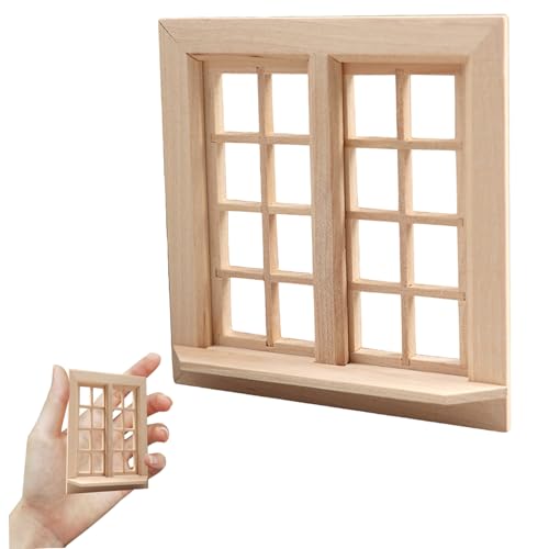 Xweptuy Dollhouse Windows 4x4 Zoll 1:12 Hölzer unbemalte Puppenhausmöbel Simulation Glatte DIY Miniatur Doll Requisiten Zubehör von Xweptuy