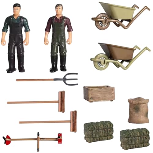Xweptuy Farm Toys 12pcs/Set Simulation Realistische Landwirte Figuren Miniature Britains Farm Spielzeugszenenzubehör kleine pädagogische Spielset für Kinder Kleinkinder von Xweptuy