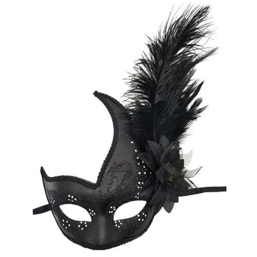 Xweptuy Federierte Maskerade -Maske, Elegante Schwarze leichte, gemütliche Cosplay -Maskerade -Kleidermaske kostenlose Größe für Frauen Party Kostüm Ball von Xweptuy