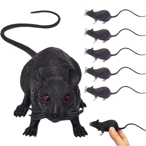 Xweptuy Gefälschte Maus 6pcs 8 Zoll gefälschte Ratte Scary Realistic Maus mit Langen Schwanz mehrwichtlich PVC Plastik Ratte für Streichmaterial, Katzenspielzeug, Halloween-Dekorationen Xweptuy Gefälschte Maus 6pcs 8 Zoll gefälschte Ratte Scary Realistic Maus mit Langen Schwanz mehrwichtlich PVC Plastik Ratte für Streichmaterial, Katzenspielzeug, Halloween-Dekorationen von Xweptuy