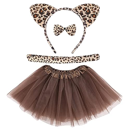 Xweptuy Katzenkostüm für Kinder Girls 4PCS/Set Leopard Kostüm süße Tierkinder Halloween Kostüme Kostüme für Carnival Cosplay Party Accessoires von Xweptuy