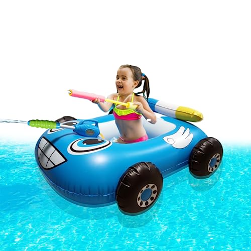 Xweptuy Kinderpool Schwimmen mit Wasserpistole aufblasbar Schwimmschwimmflocken Sommer -Schwimmbad Spielzeug für Jungen Mädchen Blau/ von Xweptuy