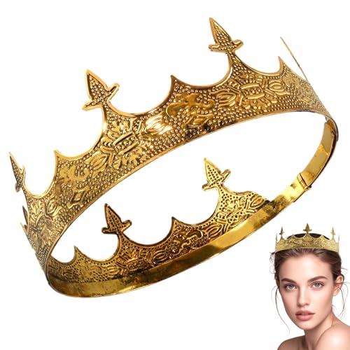 Xweptuy King Crown, Vintage Gold Metal Crown, einstellbare Tiara für Frauen und Männer Geburtstagsfeier Cosplay Kostümzubehör Xweptuy King Crown, Vintage Gold Metal Crown, einstellbare Tiara für Frauen und Männer Geburtstagsfeier Cosplay Kostümzubehör von Xweptuy