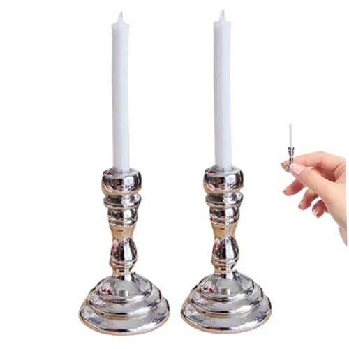 Xweptuy Miniaturen Dollhouse, 2 Stück 1/12 Skala Candelabra & Candles Dollhouse Accessoires für DIY -Szenenzubehör, Silber Xweptuy Miniaturen Dollhouse, 2 Stück 1/12 Skala Candelabra & Candles Dollhouse Accessoires für DIY -Szenenzubehör, Silber von Xweptuy