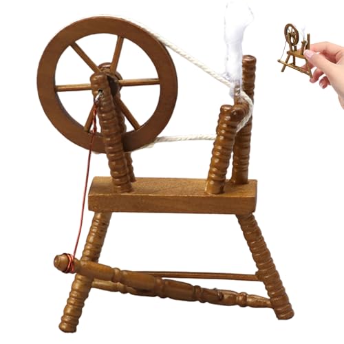 Xweptuy Miniaturnähmaschine, Holzspinnrad 1:12 Puppenhausmöbel, realistische Mini -Requisiten für DIY -Totendspiele, Rollenspiel, Dollhouse von Xweptuy