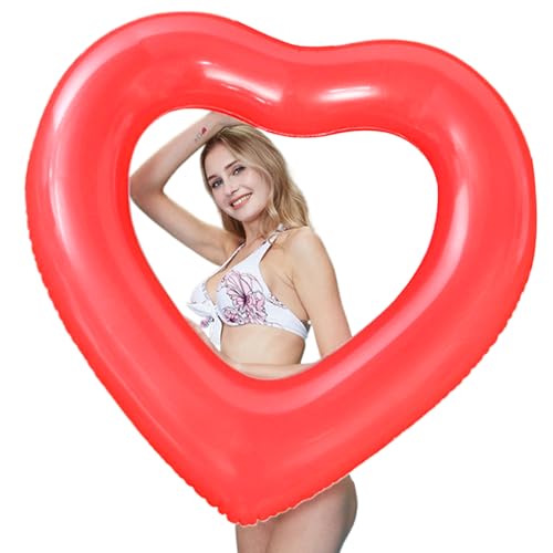 Xweptuy Netter Herzpool Float, 47.2x39.4 aufblasbarer Pool Float, wasserdichte PVC -Röhren, lustiger Schwimmring für Erwachsene Strand Hochzeit Bachelorette Party von Xweptuy