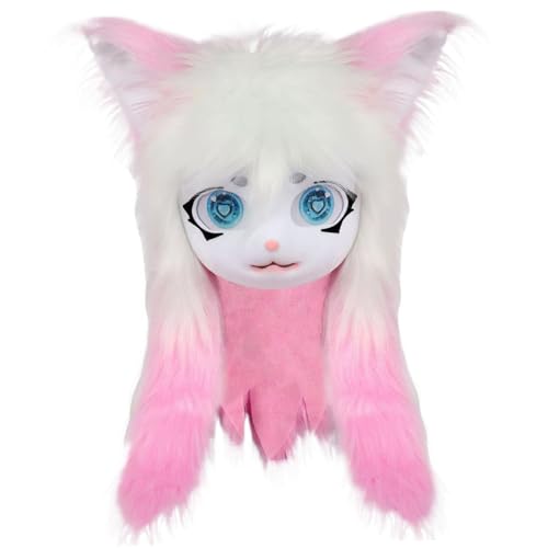 Xweptuy Pelziger Kopf, volle Kopfpelzmaske mit großen Augen, pelzigen Ohren und langem Haar, Tierkopf -Fursuit -Maske Kostüm für Halloween Maskerade Cosplay -Kostümprops, Stil 2 Xweptuy Pelziger Kopf, volle Kopfpelzmaske mit großen Augen, pelzigen Ohren und langem Haar, Tierkopf -Fursuit -Maske Kostüm für Halloween Maskerade Cosplay -Kostümprops, Stil 2 von Xweptuy